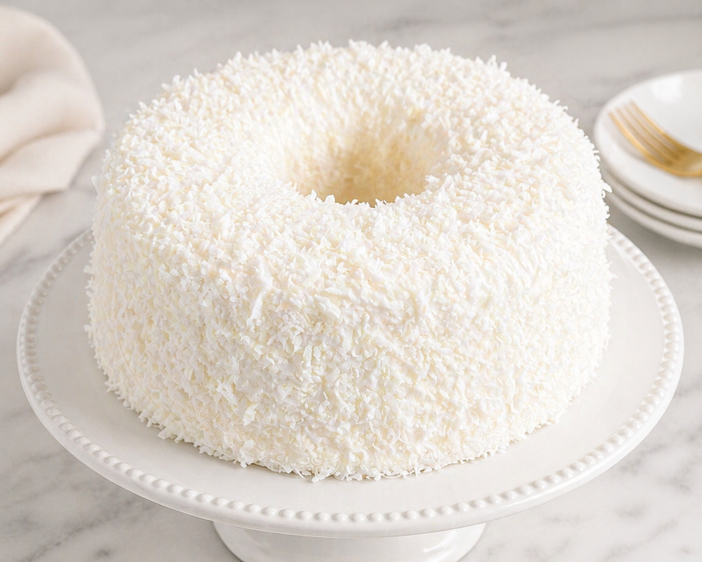 Coconut Pound Cake covered in shredded coconut - JoCakes By Josephine