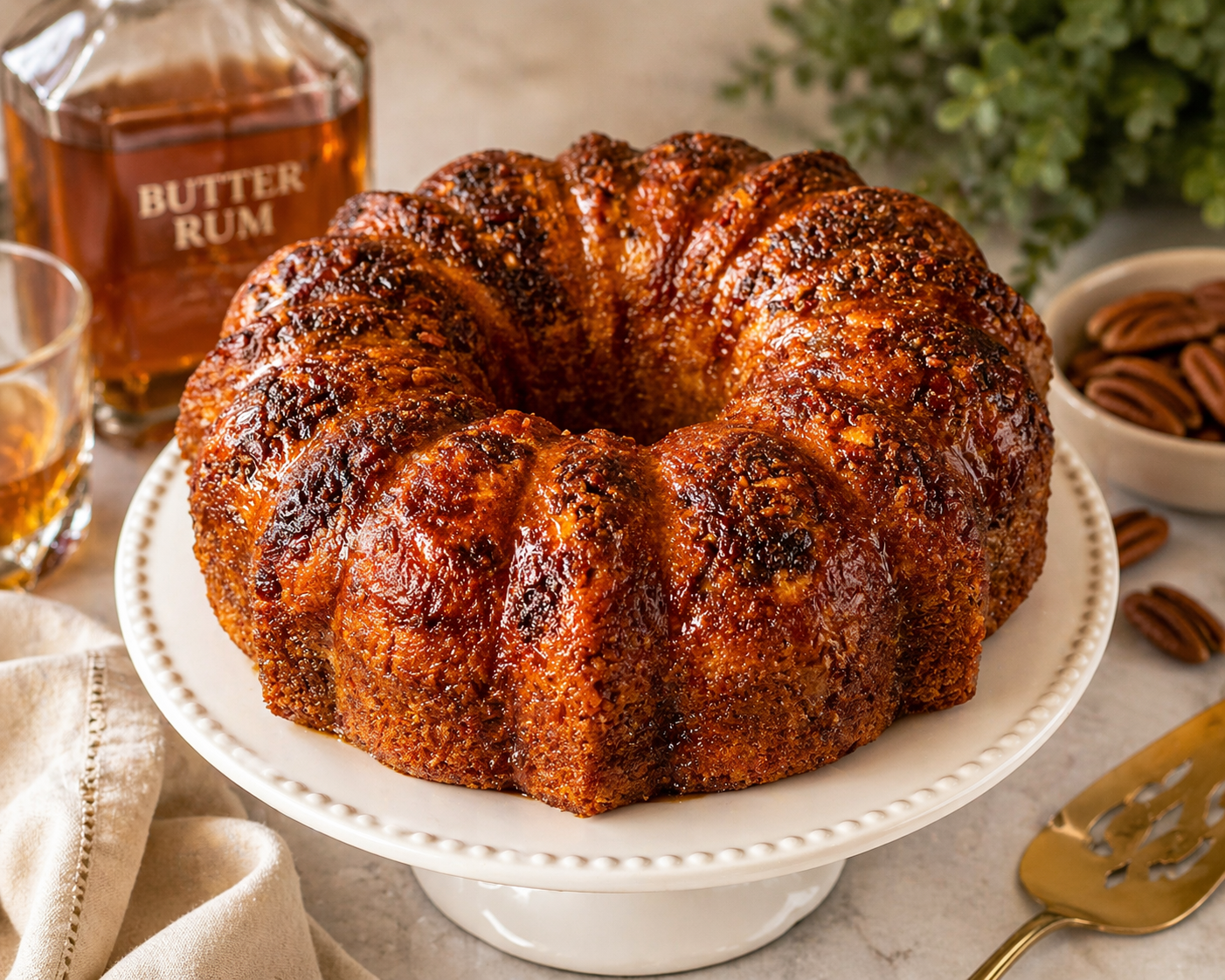 Butter Rum Pound Cake with rum glaze and pecans - JoCakes By Josephine