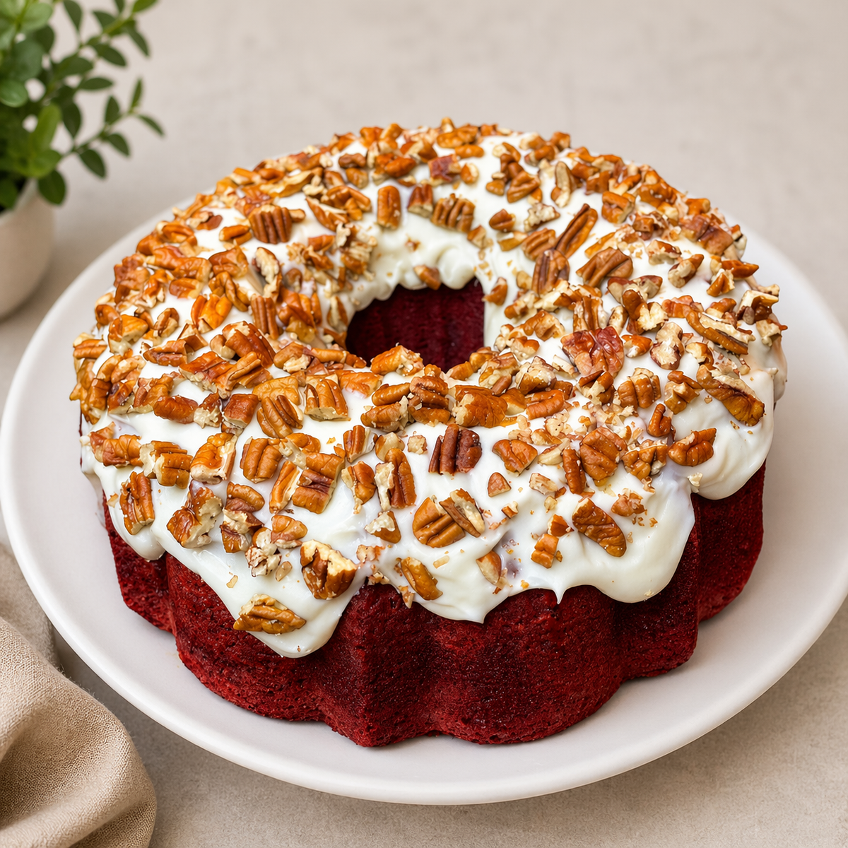 Red Velvet Pound Cake with Cream Cheese Glaze and Pecans - JoCakes By Josephine
