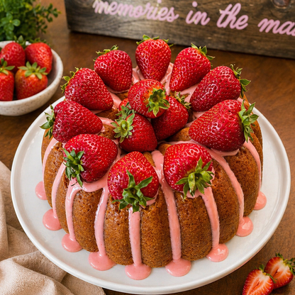Strawberry Pound Cake with strawberry glaze and fresh strawberries - JoCakes By Josephine